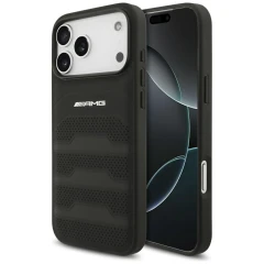 Etui Mercedes AMG Leather Debossed Lines Logo na iPhone 18 Pro Max / 17 Pro Max - czarne