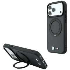 Etui BMW Kevlar Ring Stand 360 MagSafe na iPhone 18 Pro Max / 17 Pro Max - ciemnoszare