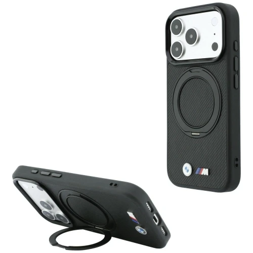Etui BMW Kevlar Ring Stand 360 MagSafe na iPhone 18 Pro Max / 17 Pro Max - czarne