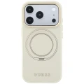 Etui Guess Ring Stand 360 Grained Classic Logo MagSafe na iPhone 18 Pro / 17 Pro - beżowe