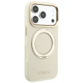 Etui Guess Ring Stand 360 Grained Classic Logo MagSafe na iPhone 18 Pro / 17 Pro - beżowe