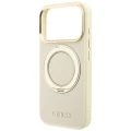 Etui Guess Ring Stand 360 Grained Classic Logo MagSafe na iPhone 18 Pro / 17 Pro - beżowe
