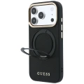 Etui Guess Ring Stand 360 Grained Classic Logo MagSafe na iPhone 18 Pro Max / 17 Pro Max - czarne