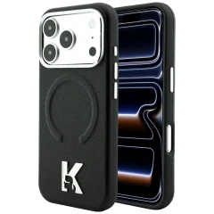 Etui Karl Lagerfeld Grained Embossed Ring & Kameo Logo MagSafe na iPhone 18 Pro Max / 17 Pro Max - czarne