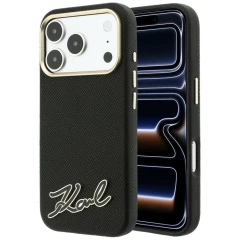 Etui Karl Lagerfeld Grained with Resin Signature Logo MagSafe na iPhone 18 Pro Max / 17 Pro Max - czarne