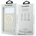 Etui Karl Lagerfeld Ring Stand 360 Saffiano Classic Logo MagSafe na iPhone 18 Pro Max / 17 Pro Max - beżowe