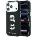 Etui Karl Lagerfeld Saffiano with Karl & Choupette Heads Pins & Logo na iPhone 18 Pro / 17 Pro - czarne