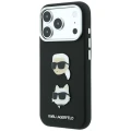 Etui Karl Lagerfeld Saffiano with Karl & Choupette Heads Pins & Logo na iPhone 18 Pro / 17 Pro - czarne