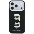 Etui Karl Lagerfeld Saffiano with Karl & Choupette Heads Pins & Logo na iPhone 18 Pro / 17 Pro - czarne