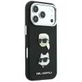 Etui Karl Lagerfeld Saffiano with Karl & Choupette Heads Pins & Logo na iPhone 18 Pro / 17 Pro - czarne