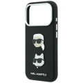 Etui Karl Lagerfeld Saffiano with Karl & Choupette Heads Pins & Logo na iPhone 18 Pro / 17 Pro - czarne