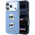 Etui Karl Lagerfeld Saffiano with Karl & Choupette Heads Pins & Logo na iPhone 18 Pro / 17 Pro - jasnoniebieskie