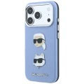 Etui Karl Lagerfeld Saffiano with Karl & Choupette Heads Pins & Logo na iPhone 18 Pro / 17 Pro - jasnoniebieskie