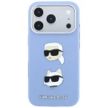 Etui Karl Lagerfeld Saffiano with Karl & Choupette Heads Pins & Logo na iPhone 18 Pro / 17 Pro - jasnoniebieskie