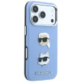 Etui Karl Lagerfeld Saffiano with Karl & Choupette Heads Pins & Logo na iPhone 18 Pro / 17 Pro - jasnoniebieskie