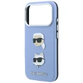 Etui Karl Lagerfeld Saffiano with Karl & Choupette Heads Pins & Logo na iPhone 18 Pro / 17 Pro - jasnoniebieskie