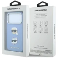 Etui Karl Lagerfeld Saffiano with Karl & Choupette Heads Pins & Logo na iPhone 18 Pro / 17 Pro - jasnoniebieskie