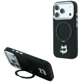 Etui Karl Lagerfeld with Ring Stand 360 Choupette Head Pin MagSafe na iPhone 18 Pro Max / 17 Pro Max - czarne
