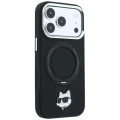 Etui Karl Lagerfeld with Ring Stand 360 Choupette Head Pin MagSafe na iPhone 18 Pro Max / 17 Pro Max - czarne