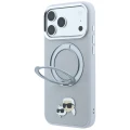 Etui Karl Lagerfeld with Ring Stand 360 Karl & Choupette Heads Pin MagSafe na iPhone 18 Pro / 17 Pro - szare