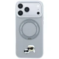 Etui Karl Lagerfeld with Ring Stand 360 Karl & Choupette Heads Pin MagSafe na iPhone 18 Pro / 17 Pro - szare