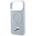 Etui Karl Lagerfeld with Ring Stand 360 Karl & Choupette Heads Pin MagSafe na iPhone 18 Pro / 17 Pro - szare