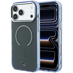 Etui Mercedes Double Layer Iconic Logo MagSafe na iPhone 18 Pro Max / 17 Pro Max - ciemnoszare