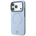 Etui Mercedes Leather 3D MagSafe na iPhone 18 Pro / 17 Pro - niebieskie