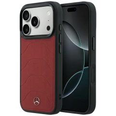 Etui Mercedes Leather Mesh with Bow Line MagSafe na iPhone 18 Pro Max / 17 Pro Max - bordowe