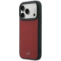 Etui Mercedes Leather Mesh with Bow Line MagSafe na iPhone 18 Pro Max / 17 Pro Max - bordowe