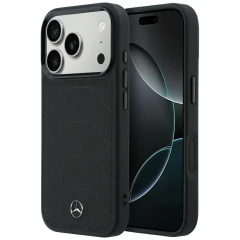 Etui Mercedes Leather Mesh with Bow Line MagSafe na iPhone 18 Pro Max / 17 Pro Max - czarne