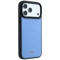 Etui Mercedes Leather Mesh with Bow Line MagSafe na iPhone 18 Pro Max / 17 Pro Max - niebieskie