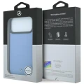 Etui Mercedes Leather Mesh with Bow Line MagSafe na iPhone 18 Pro Max / 17 Pro Max - niebieskie