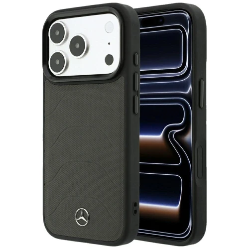 Etui Mercedes Leather Mesh with Bow Line MagSafe na iPhone 18 Pro Max / 17 Pro Max - ciemnoszare