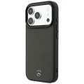 Etui Mercedes Leather Mesh with Bow Line MagSafe na iPhone 18 Pro / 17 Pro - ciemnoszare