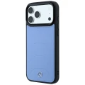 Etui Mercedes Leather Mesh with Bow Line MagSafe na iPhone 18 Pro / 17 Pro - niebieskie