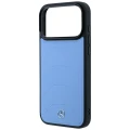 Etui Mercedes Leather Mesh with Bow Line MagSafe na iPhone 18 Pro / 17 Pro - niebieskie
