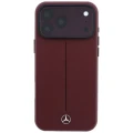 Etui Mercedes Leather Semi Wrap Iconic Line MagSafe na iPhone 18 Pro / 17 Pro - burgundowe