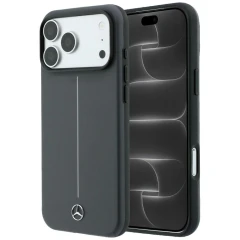 Etui Mercedes Leather Semi Wrap with Iconic Line MagSafe na iPhone 18 Pro Max / 17 Pro Max - ciemnoszare
