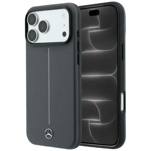Etui Mercedes Leather Semi Wrap with Iconic Line MagSafe na iPhone 18 Pro Max / 17 Pro Max - ciemnoszare