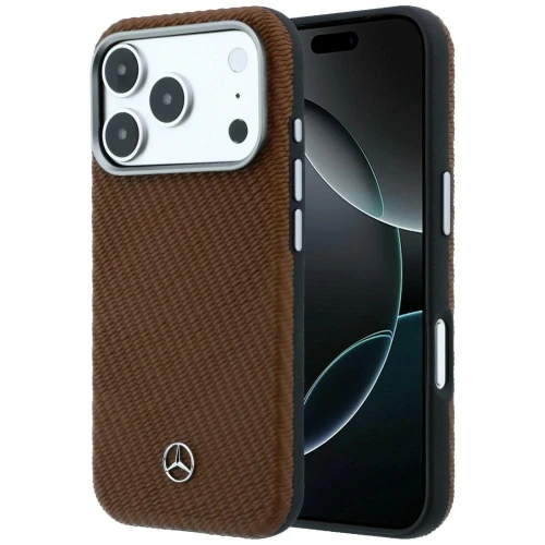 Etui Mercedes Leather Semi Wrap Wood Effect MagSafe na iPhone 18 Pro / 17 Pro - brązowe
