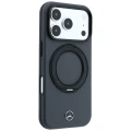 Etui Mercedes Leather with Ring Stand MagSafe na iPhone 18 Pro / 17 Pro - ciemnoszare
