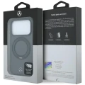 Etui Mercedes Leather with Ring Stand MagSafe na iPhone 18 Pro Max / 17 Pro Max - ciemnoszare