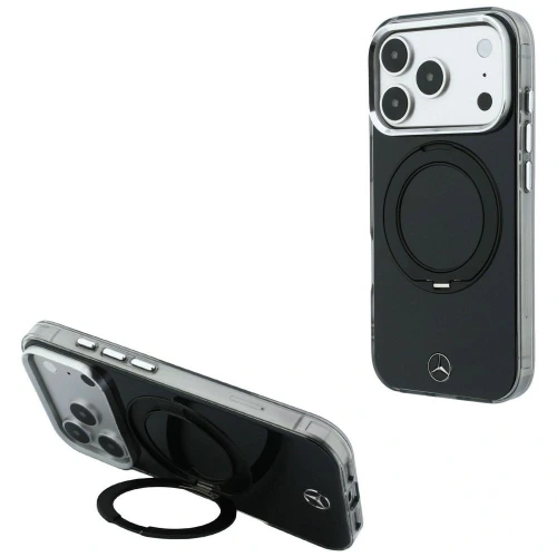 Etui Mercedes Ring Stand Iconic Logo MagSafe na iPhone 18 Pro / 17 Pro - czarne