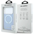 Etui Karl Lagerfeld Ring Stand 360 Saffiano Classic Logo MagSafe na iPhone 18 Pro / 17 Pro - jasnoniebieskie