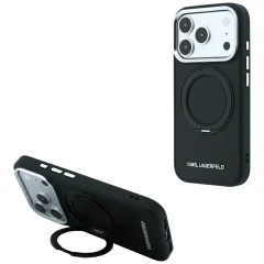 Etui Karl Lagerfeld Ring Stand 360 Saffiano Classic Logo MagSafe na iPhone 18 Pro Max / 17 Pro Max - czarne