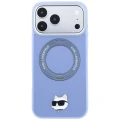 Etui Karl Lagerfeld with Ring Stand 360 Choupette Head Pin MagSafe na iPhone 18 Pro Max / 17 Pro Max - jasnoniebieskie