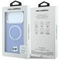 Etui Karl Lagerfeld with Ring Stand 360 Choupette Head Pin MagSafe na iPhone 18 Pro Max / 17 Pro Max - jasnoniebieskie