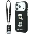 Etui Karl Lagerfeld Saffiano Karl&Choupette Heads Pins Strap Logo na iPhone 18 Pro / 17 Pro - czarne