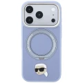 Etui Karl Lagerfeld with Ring Stand 360 Karl Head Pin MagSafe na iPhone 18 Pro Max / 17 Pro Max - jasnoniebieskie